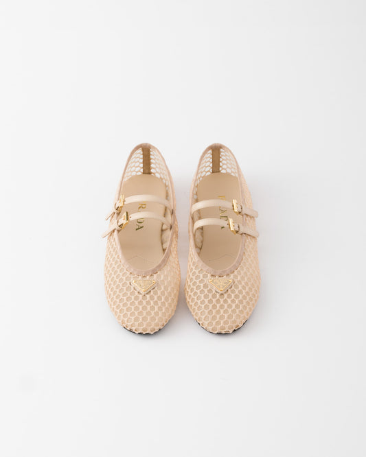 Prada Mesh fabric ballerinas Travertine Stone