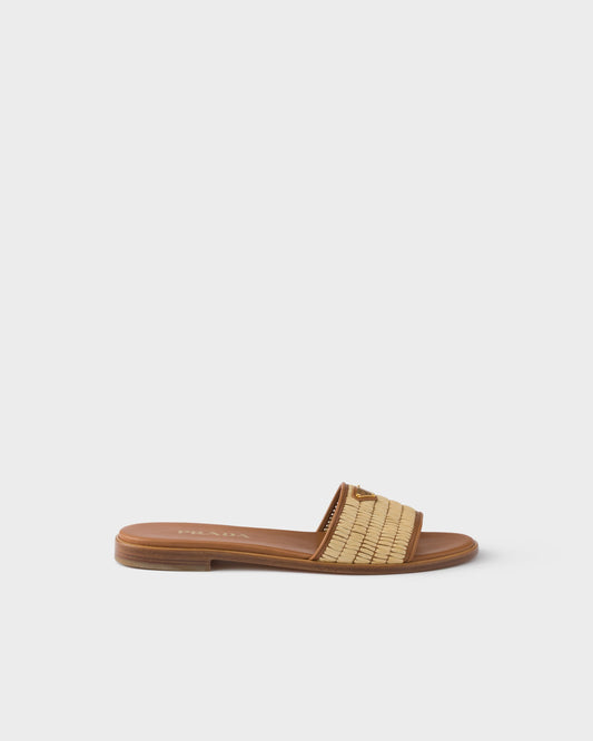 Prada Leather and crochet slides