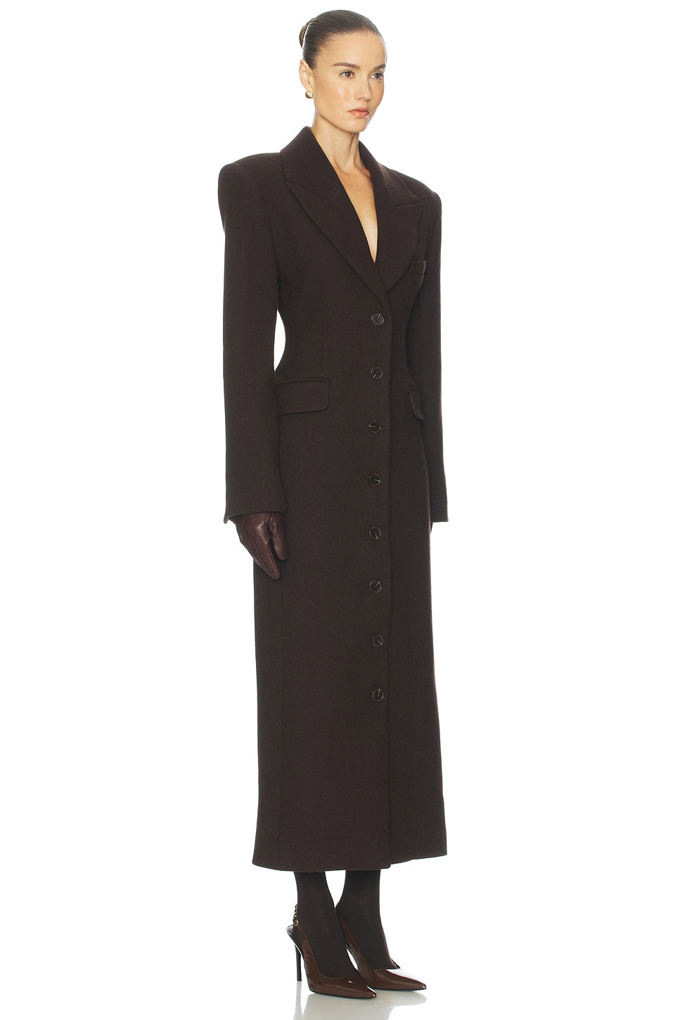 Helsa Italian Wool Blend Topcoat in Dark Brown - Couponareus
