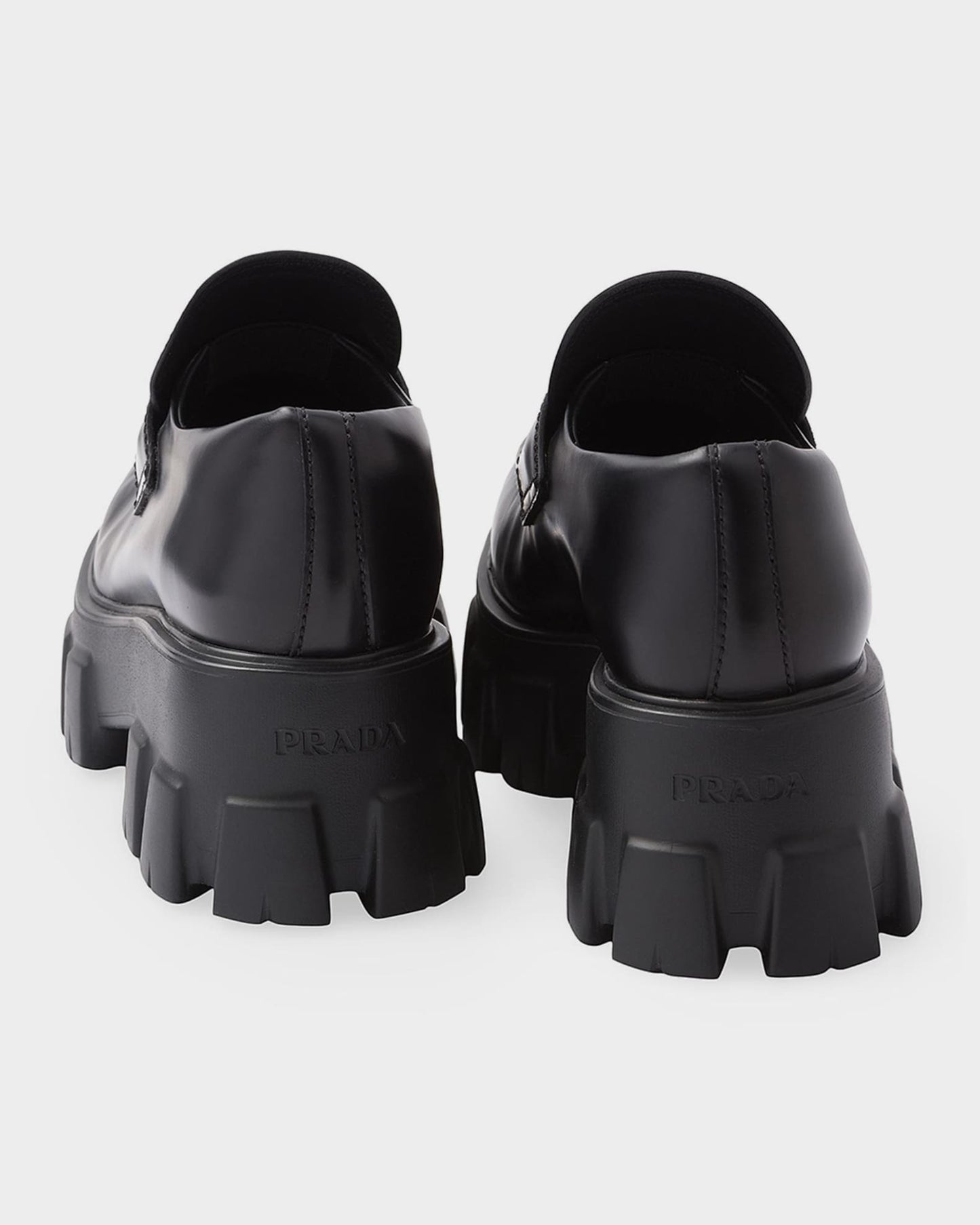 Prada Brushed Leather Monolith Loafers