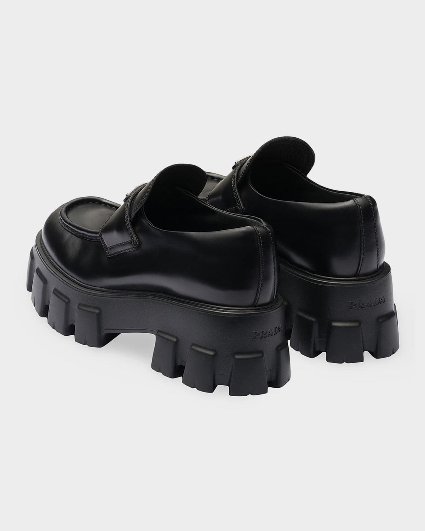 Prada Brushed Leather Monolith Loafers