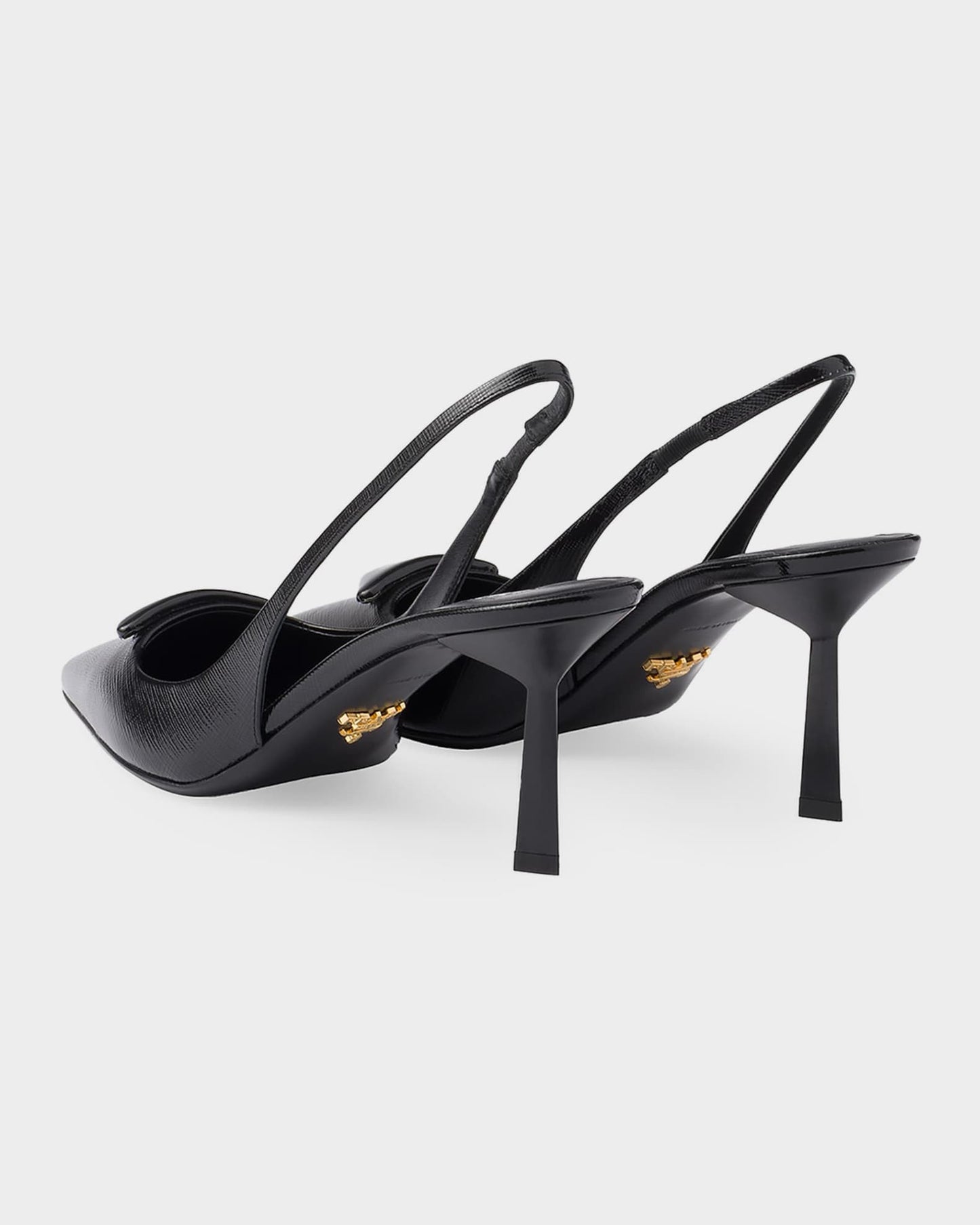 Prada Saffiano 75mm Patent Leather Slingback Pumps