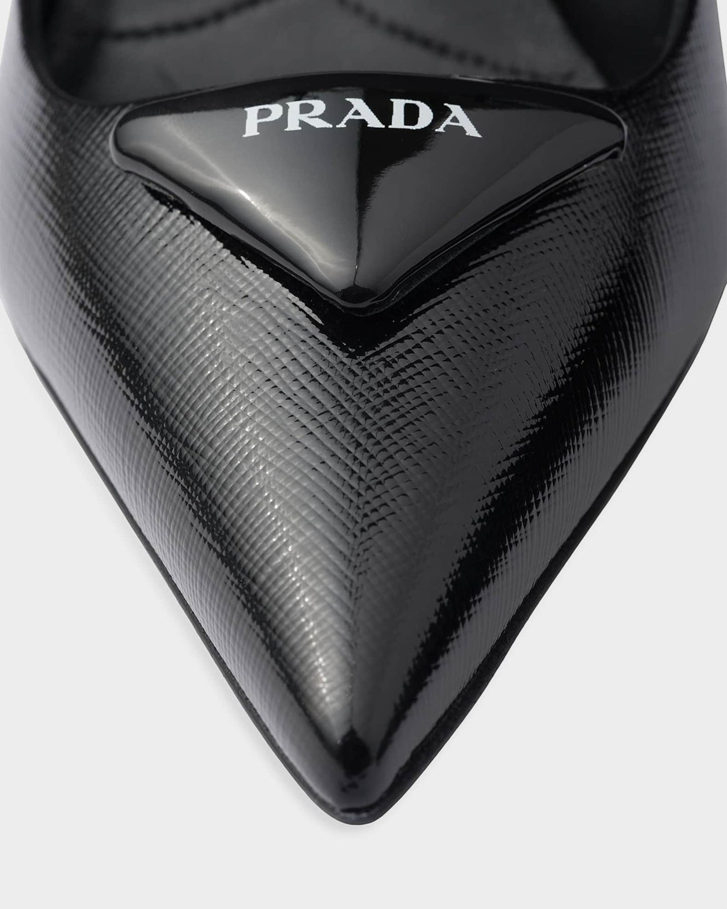 Prada Saffiano 75mm Patent Leather Slingback Pumps