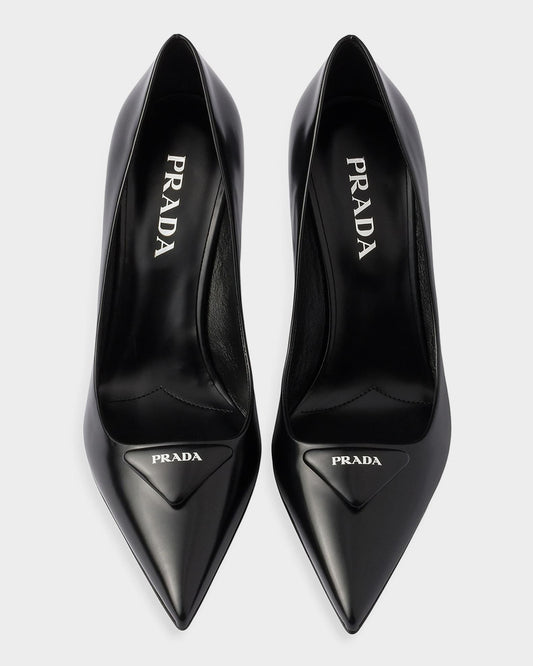 Prada 75mm Brushed Leather Pumps