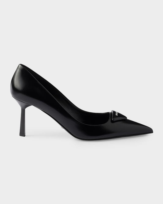 Prada 75mm Brushed Leather Pumps