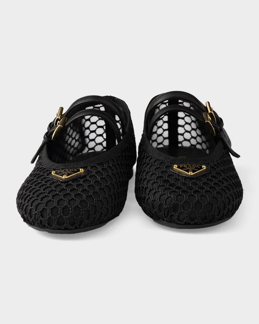 Prada Mesh Fabric Ballerina Flats