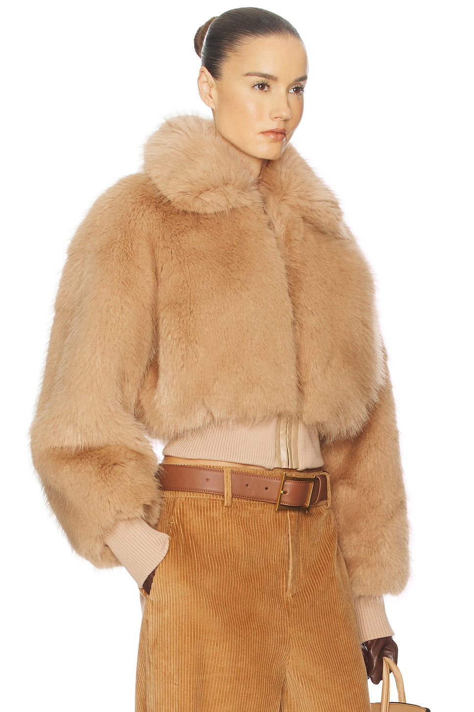Helsa Faux Fox Bomber Jacket - Couponareus
