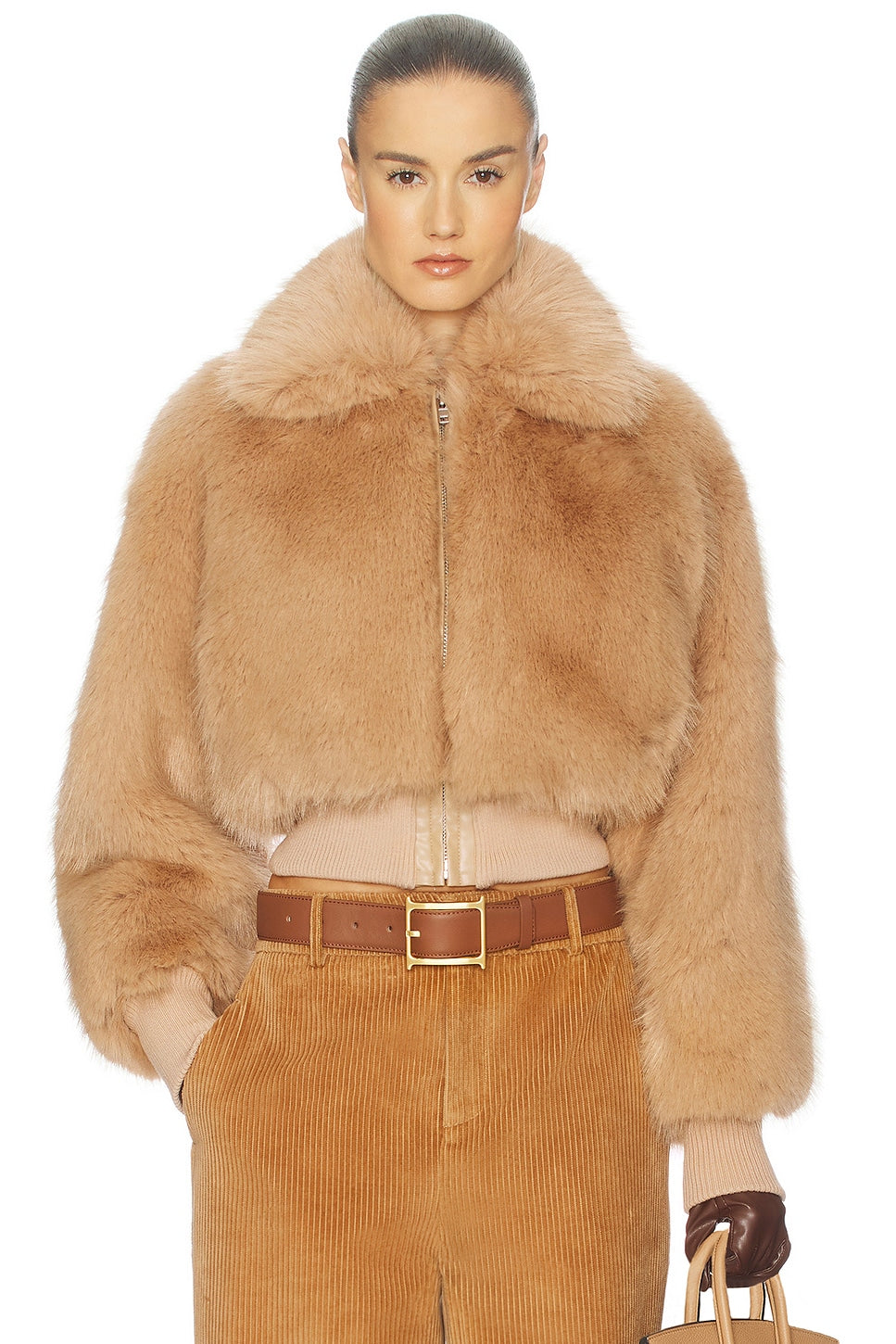 Helsa Faux Fox Bomber Jacket - Couponareus