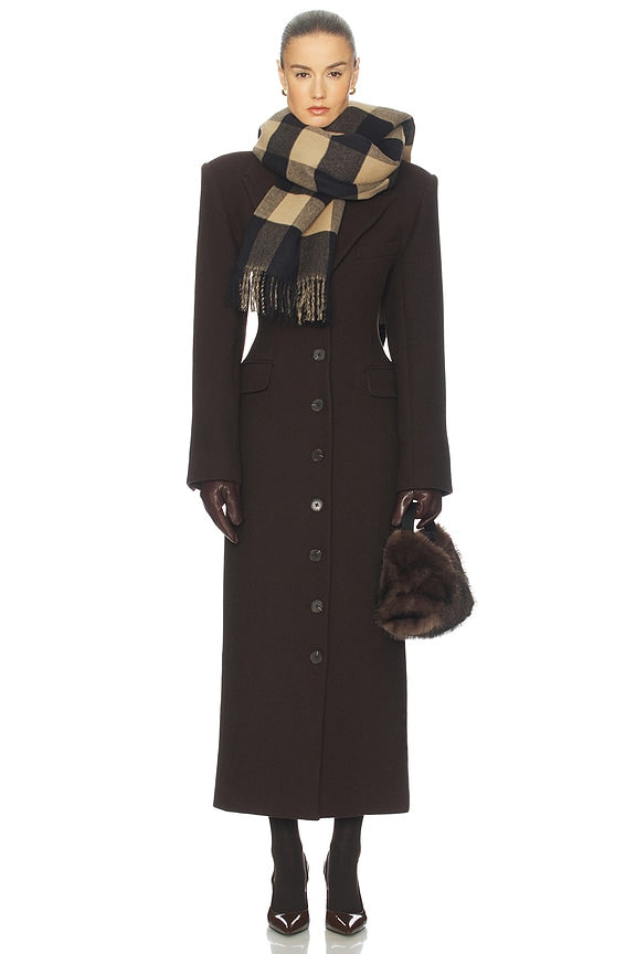Helsa Italian Wool Blend Topcoat in Dark Brown - Couponareus