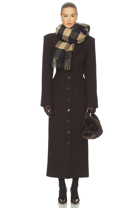 Helsa Italian Wool Blend Topcoat in Dark Brown - Couponareus
